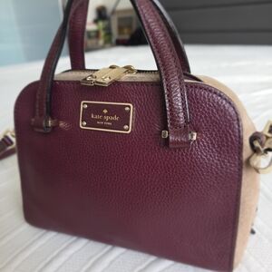 Kate Spade Burgundy and Tan Leather Handbag
